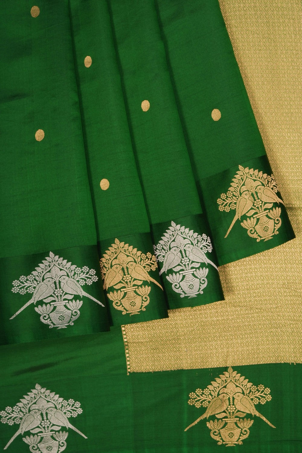 Image of Green Banarasi Silk Saree