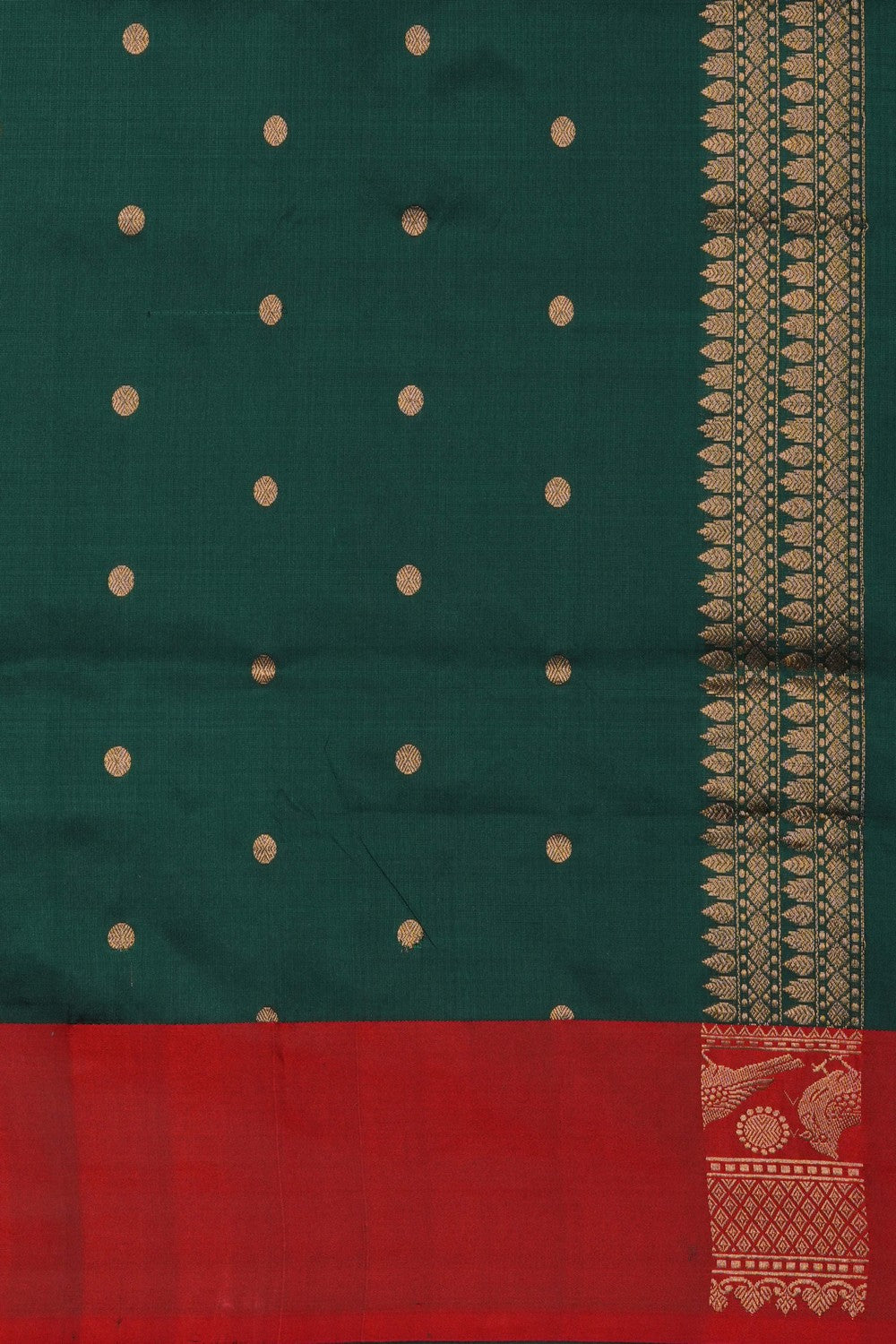 Image of Bottle Green Banarasi Silk Saree