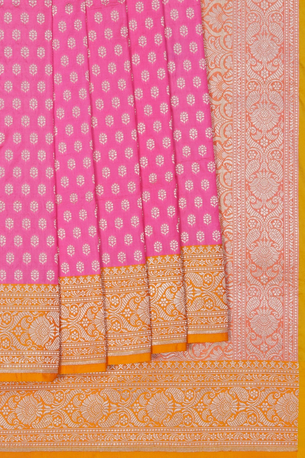 Image of Pink Banarasi Silk Brocade Saree