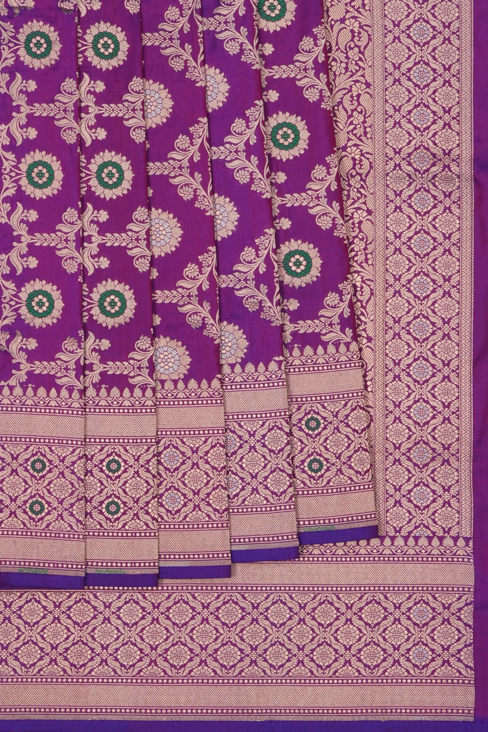 Image of Purple Banarasi Silk Brocade Saree