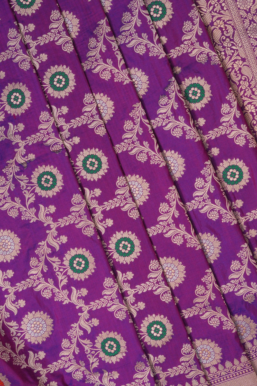 Image of Purple Banarasi Silk Brocade Saree