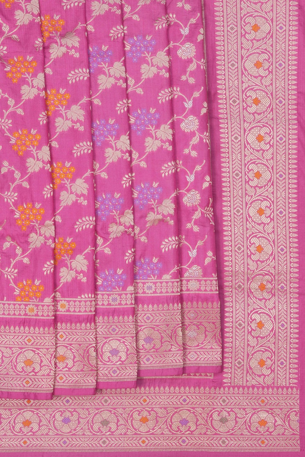 Image of Pink Banarasi Silk Brocade Saree