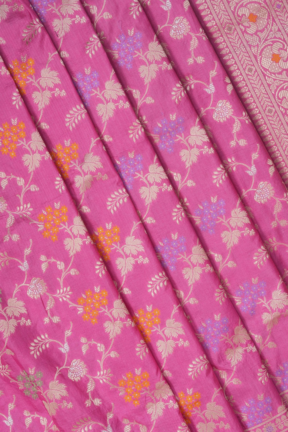 Image of Pink Banarasi Silk Brocade Saree