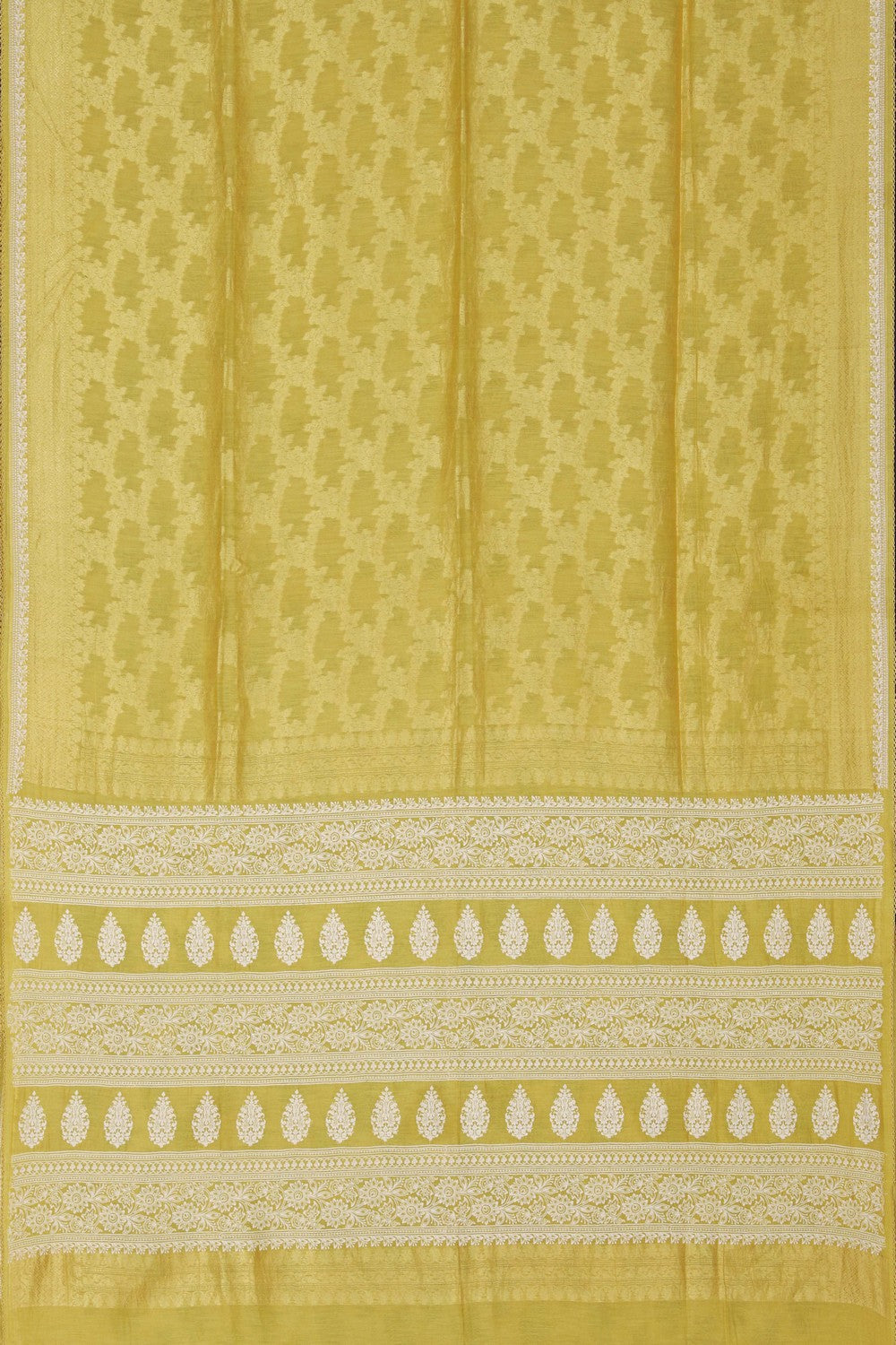 Image of Yellow Embroidery Linen Saree