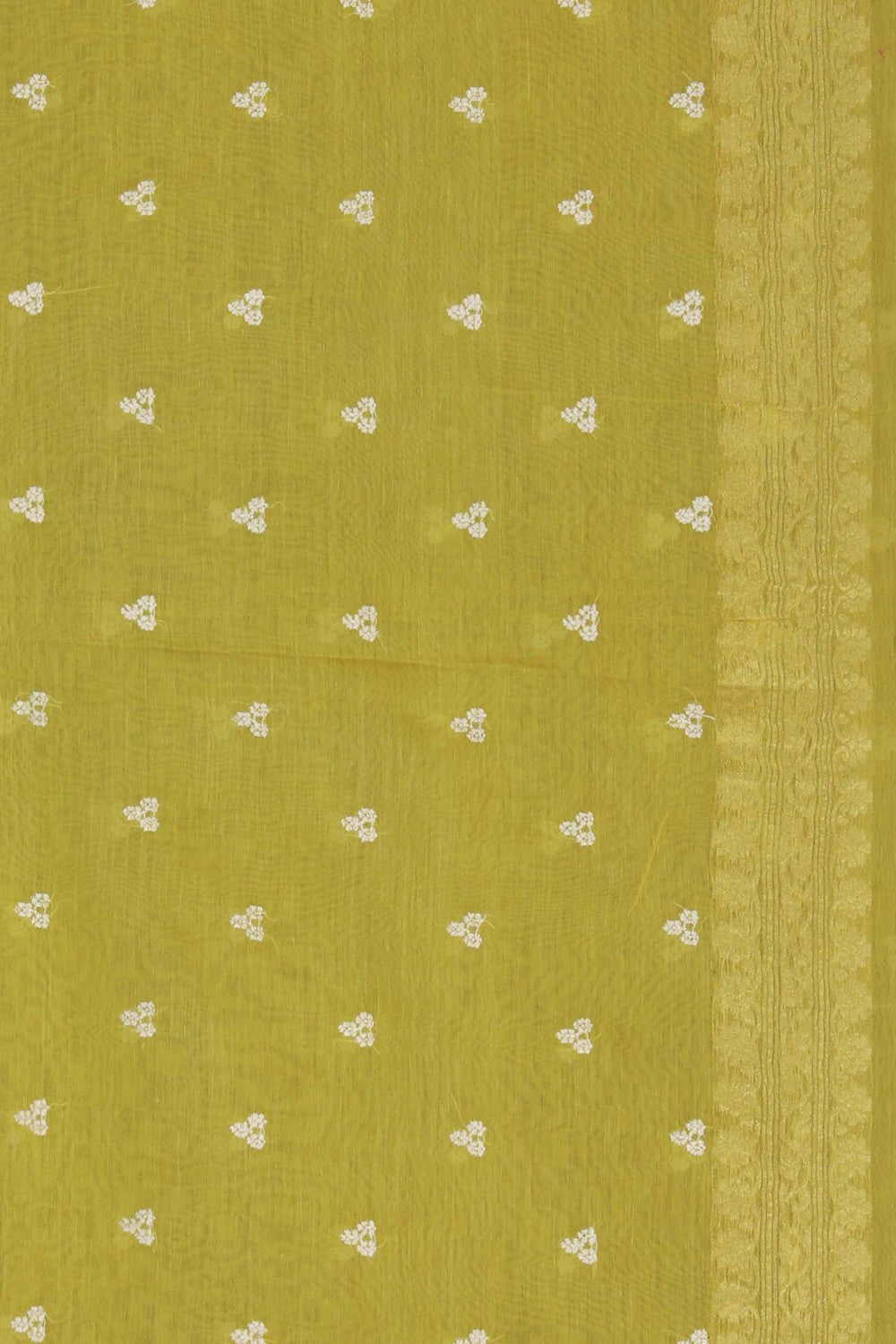 Image of Yellow Embroidery Linen Saree