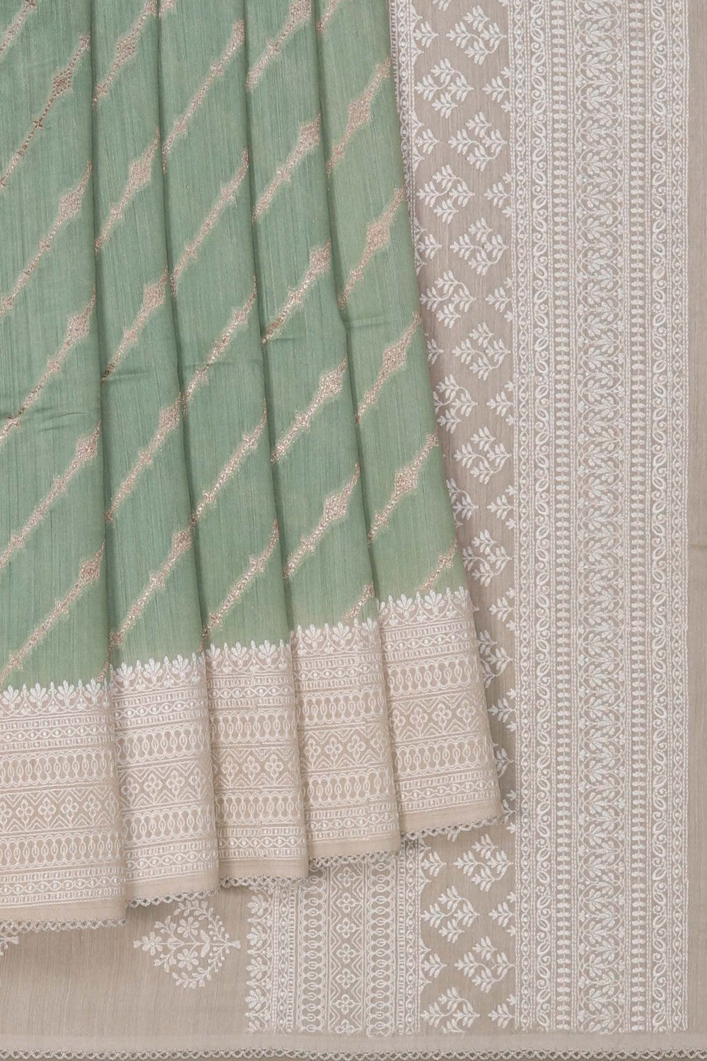 Image of Sage-Green Embroidery Saree