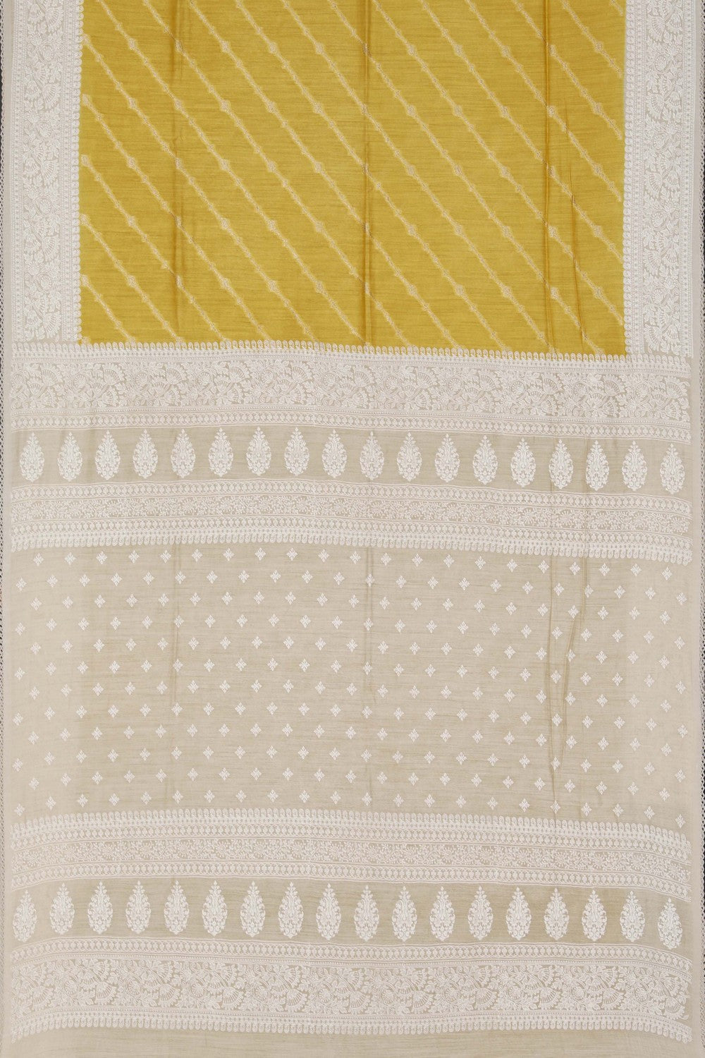 Image of Fenugreek Yellow Embroidery Saree
