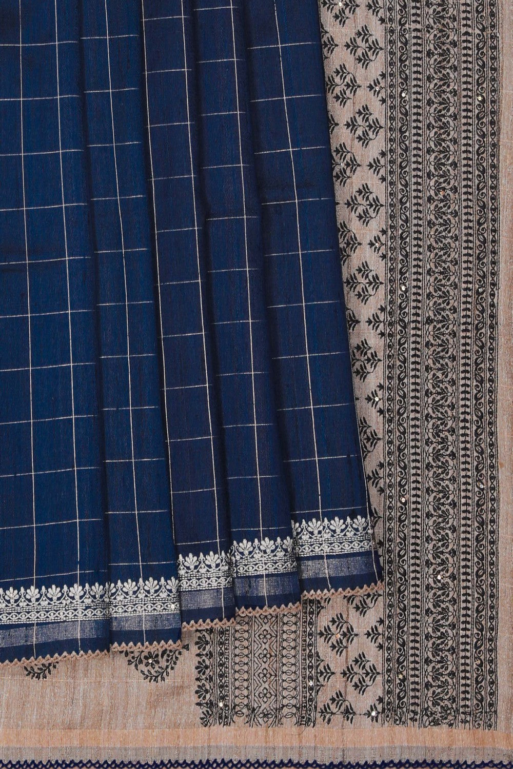 Image of Navy Blue Embroidery Saree