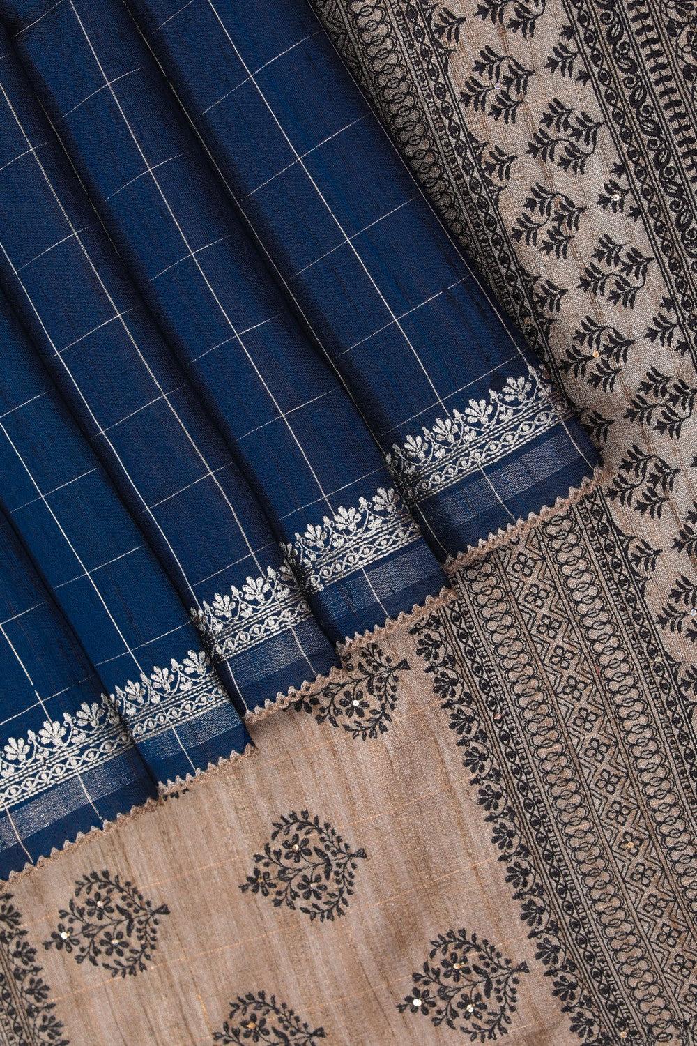 Image of Navy Blue Embroidery Saree