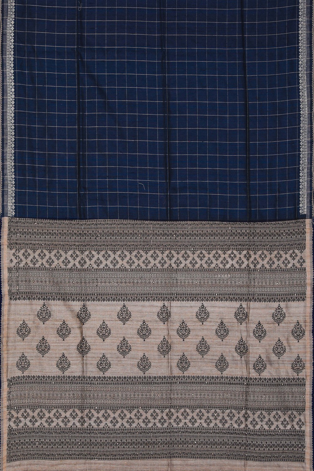 Image of Navy Blue Embroidery Saree