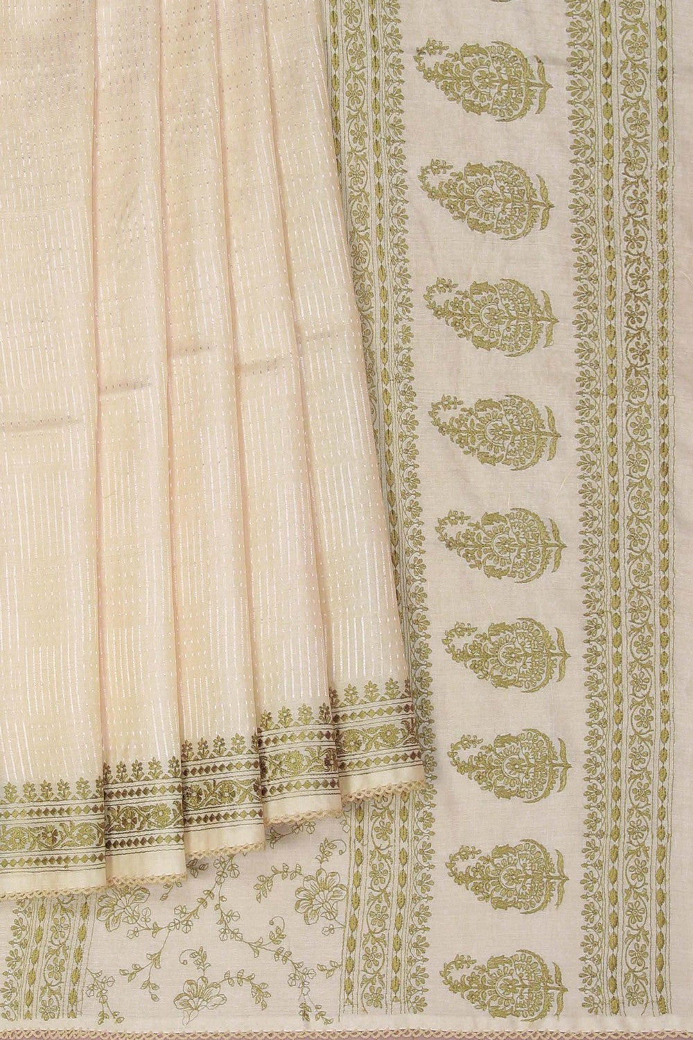 Image of Ivory Off-White Embroidery Saree