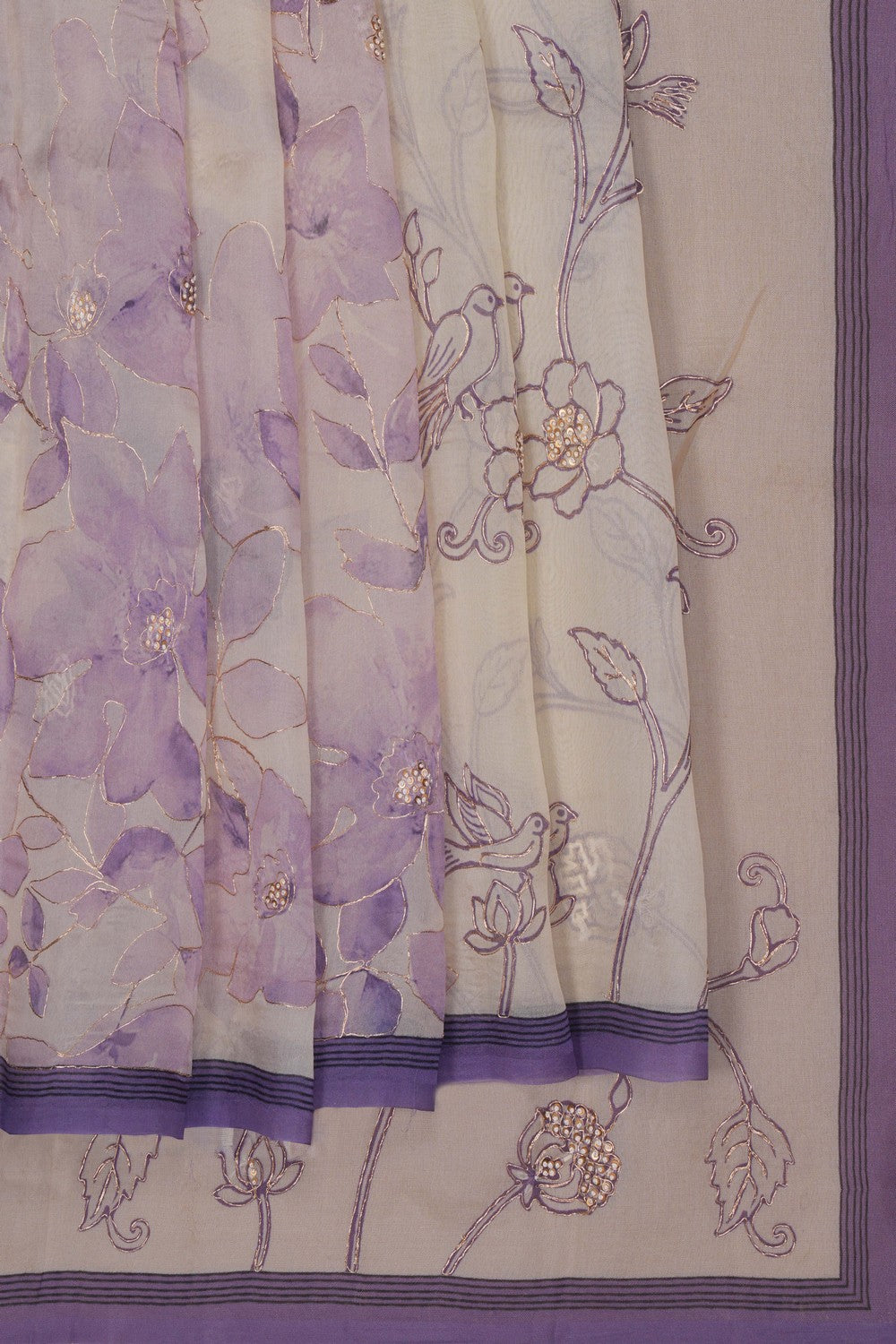 Image of White Banarasi Kora Saree