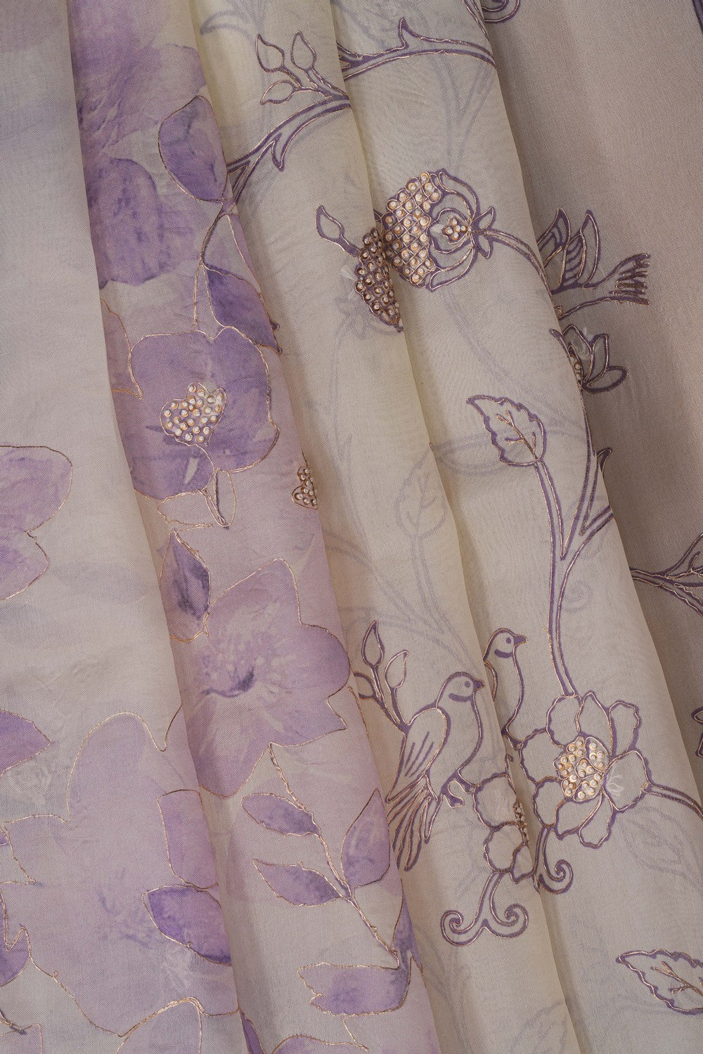 Image of White Banarasi Kora Saree