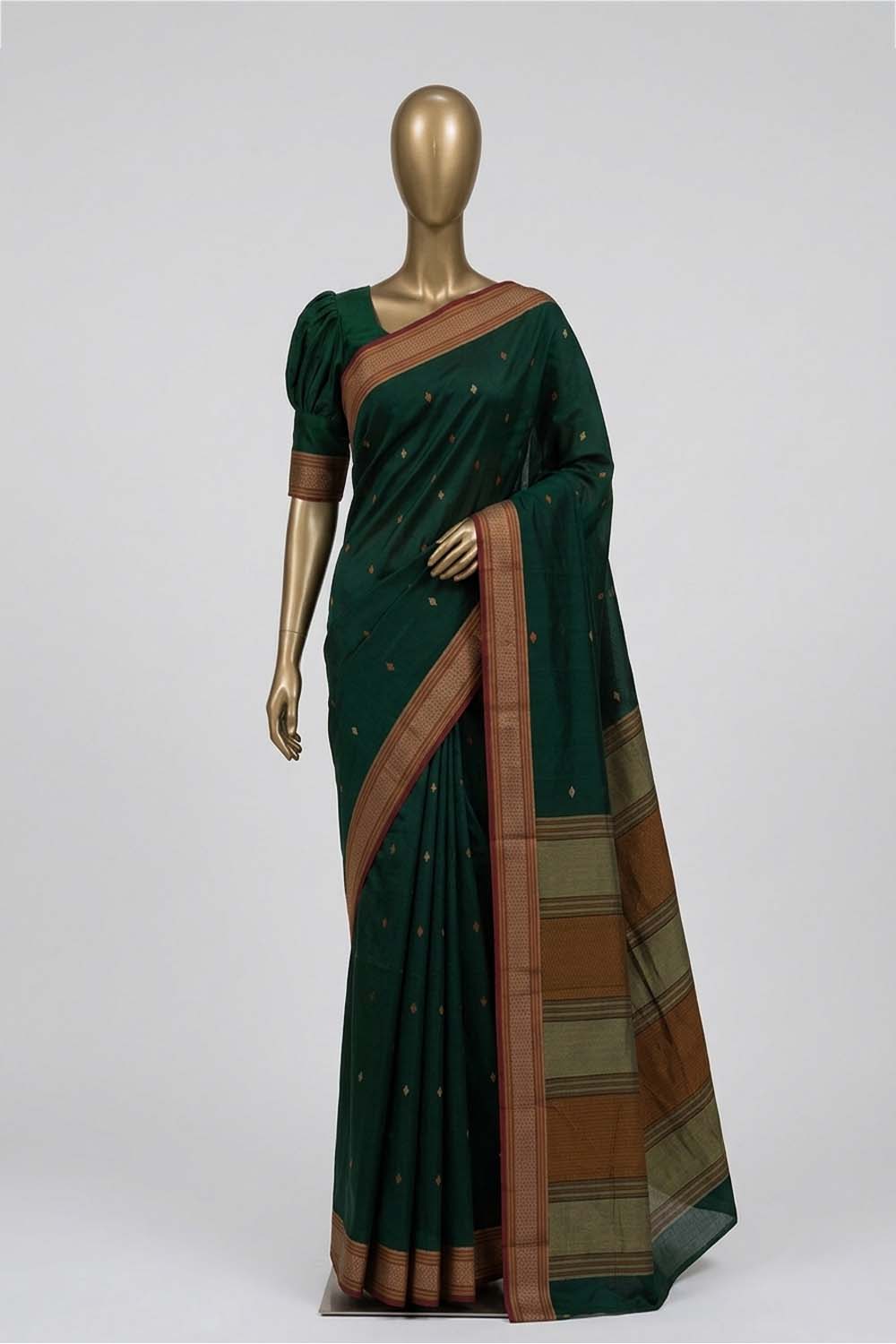 Image of Green South Cotton Saree