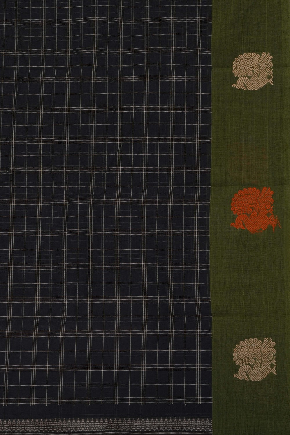 Image of South Cotton Kattam Black Saree