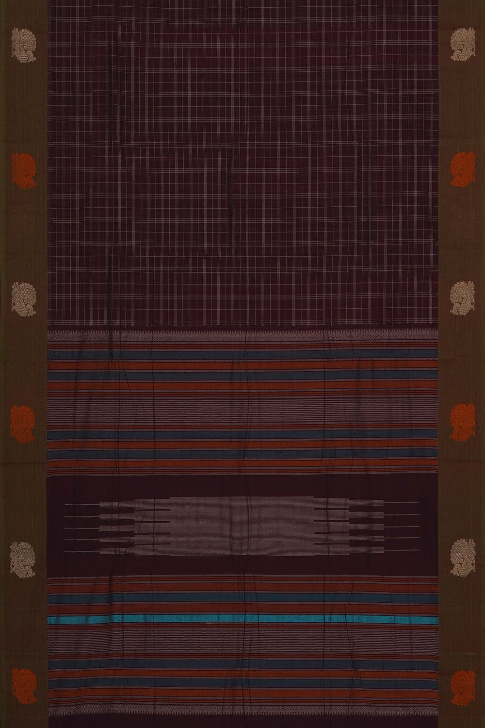 Image of South Cotton Kattam Maroon Saree