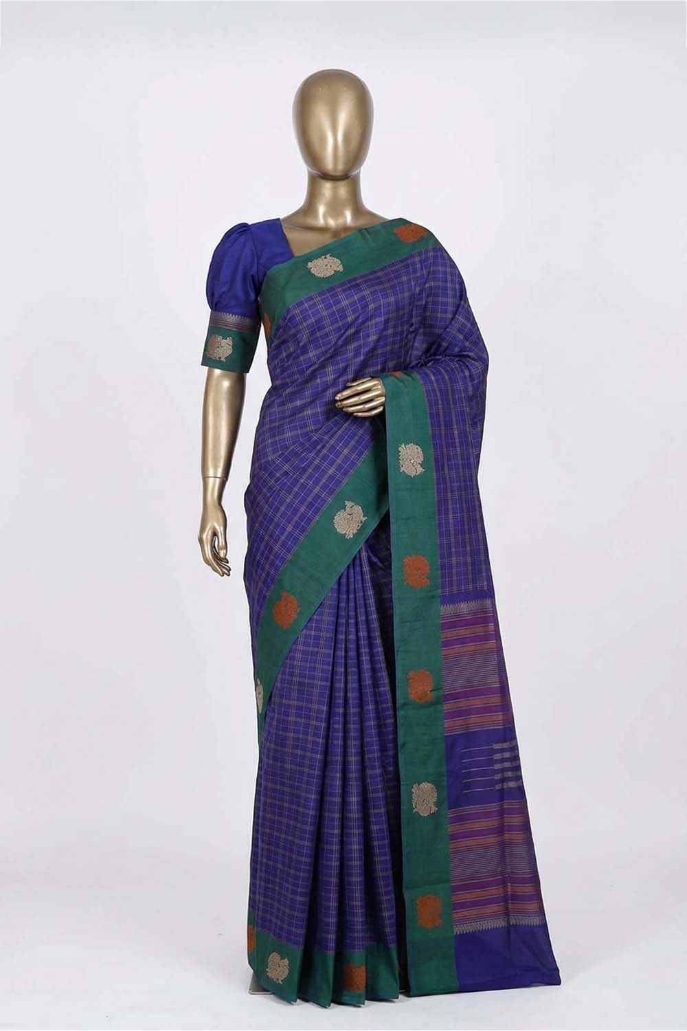 Image of South Cotton Kattam Purple Saree