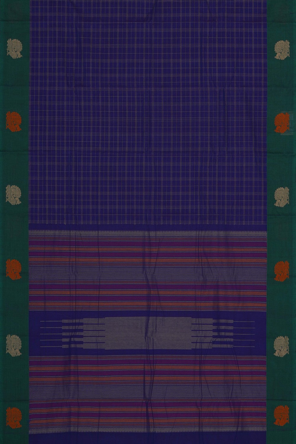 Image of South Cotton Kattam Purple Saree