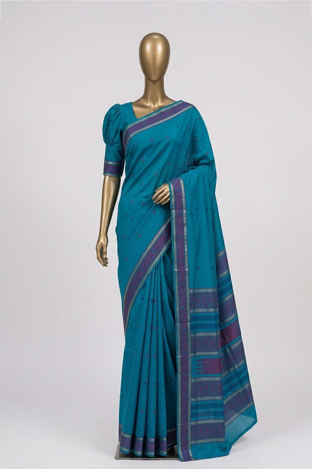 Image of Blue South Cotton Saree