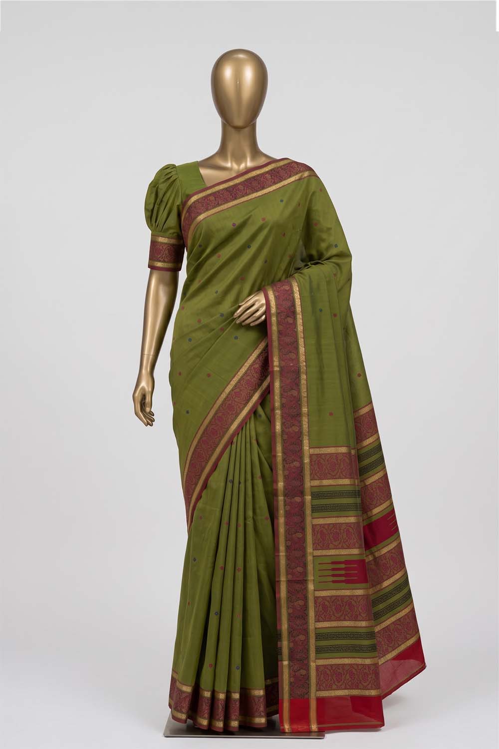 Image of Green South Cotton Saree
