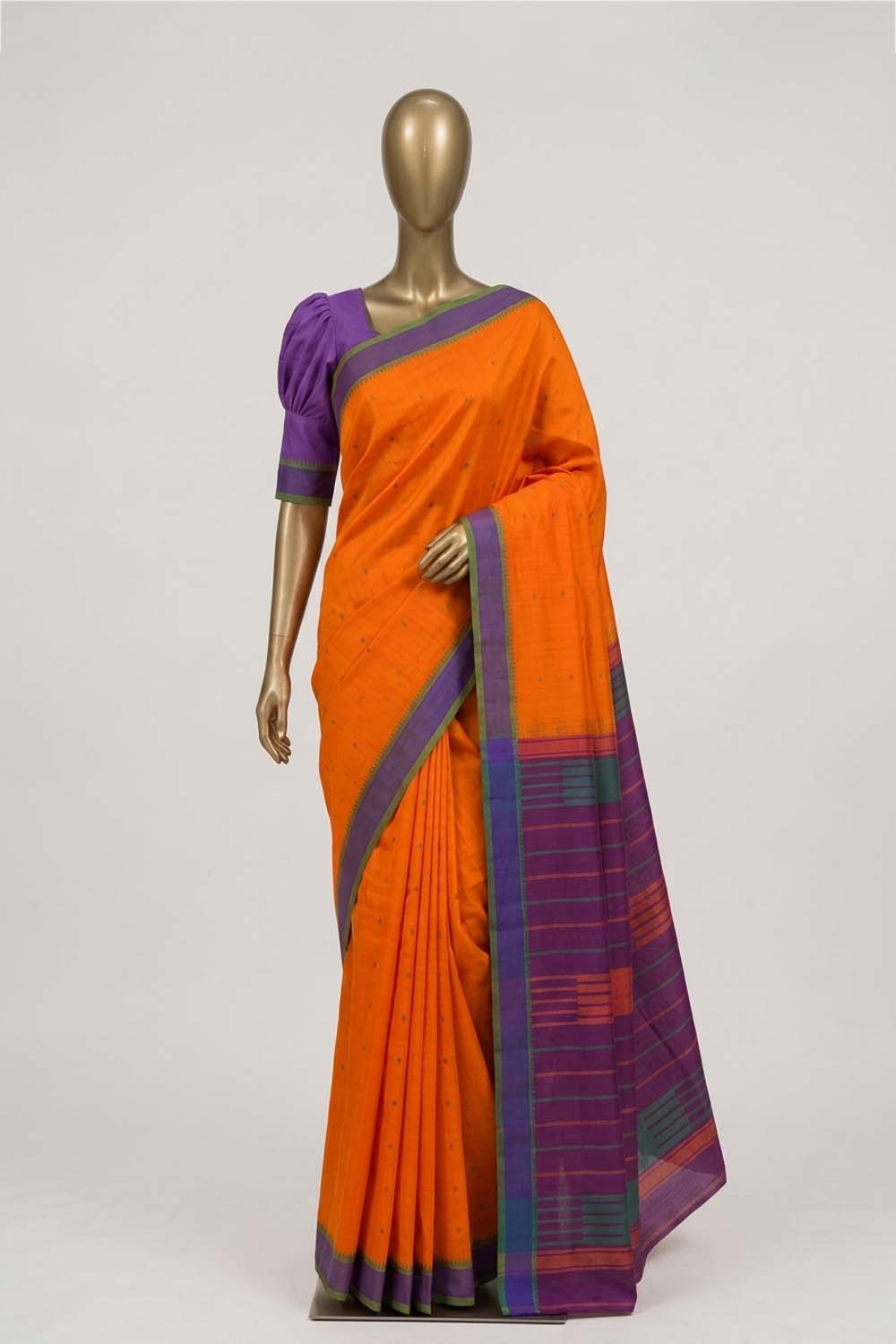 Image of Orange South Cotton Saree