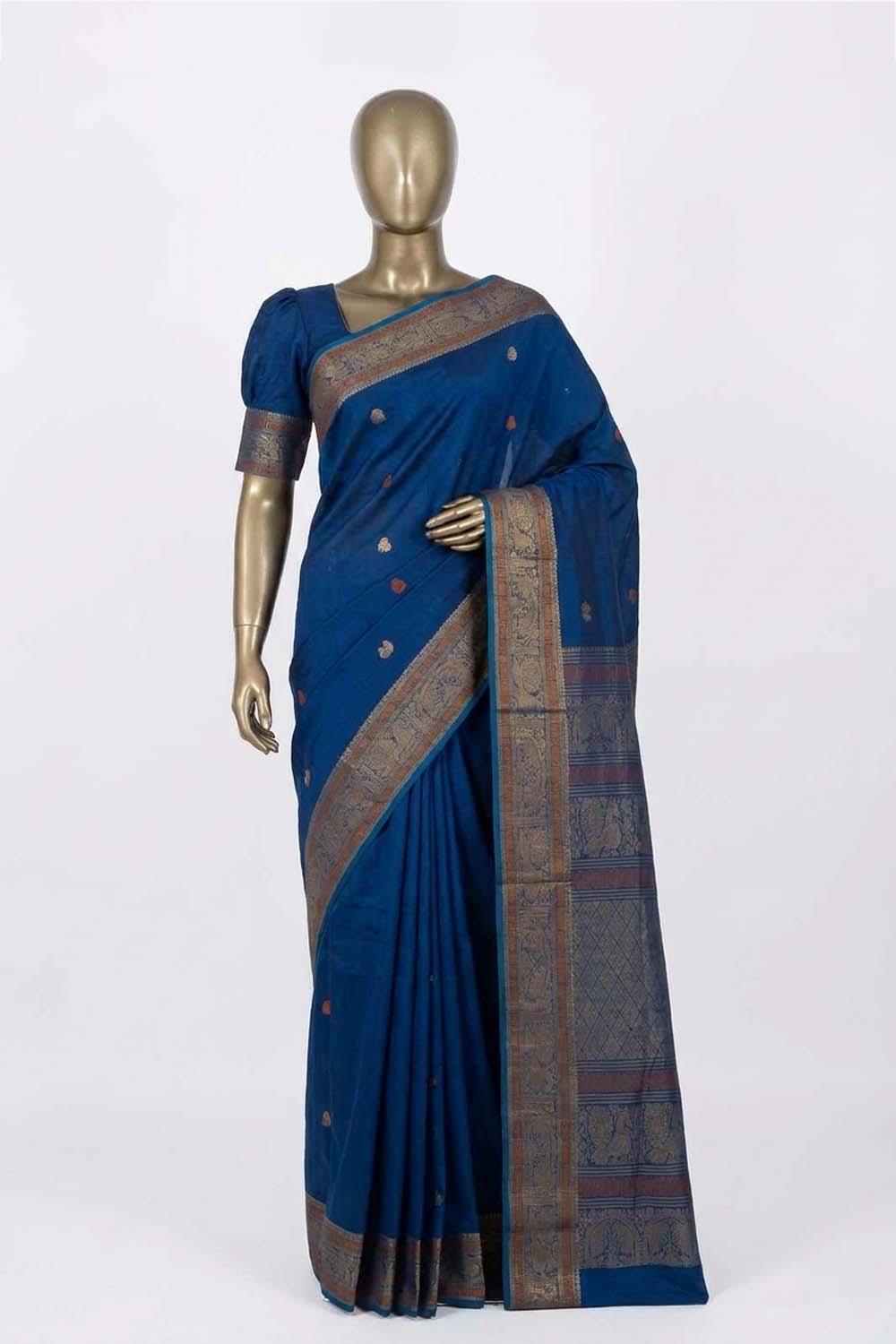 Image of Blue South Cotton Saree