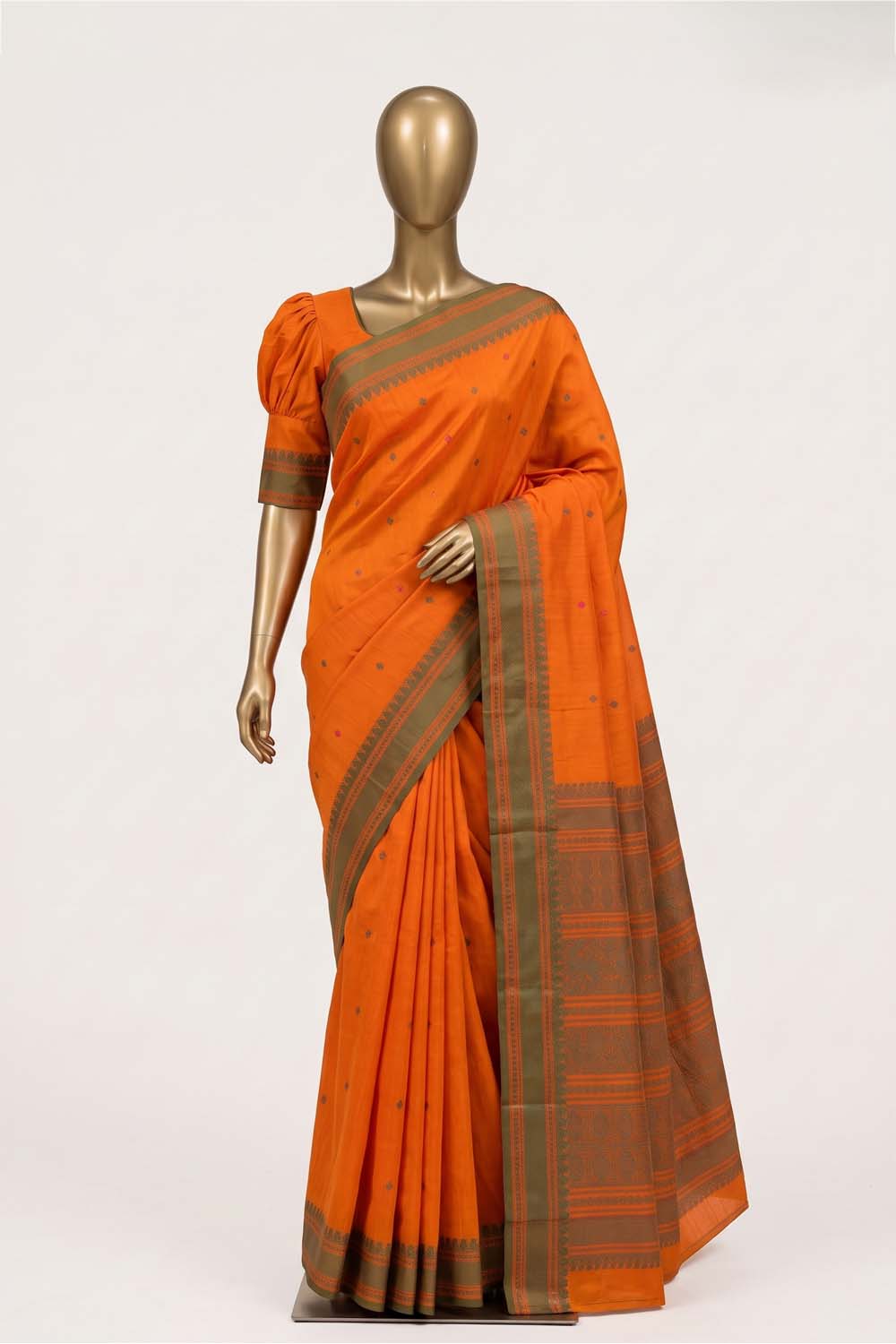 Image of Orange South Cotton Saree