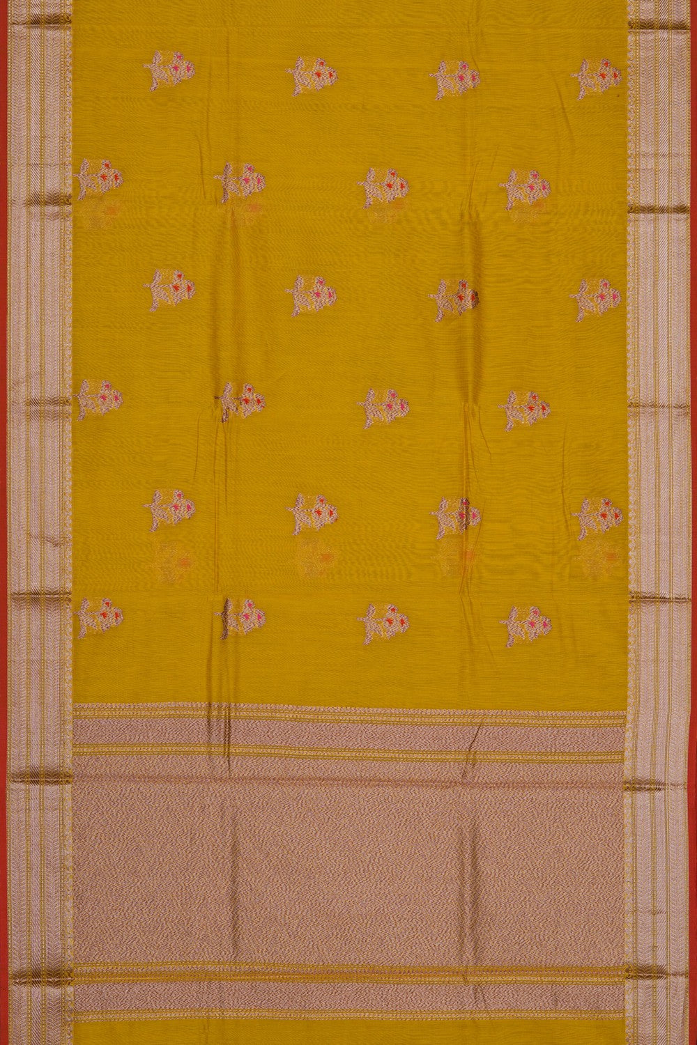 Image of Yellow Banarasi Cotton Silk Saree