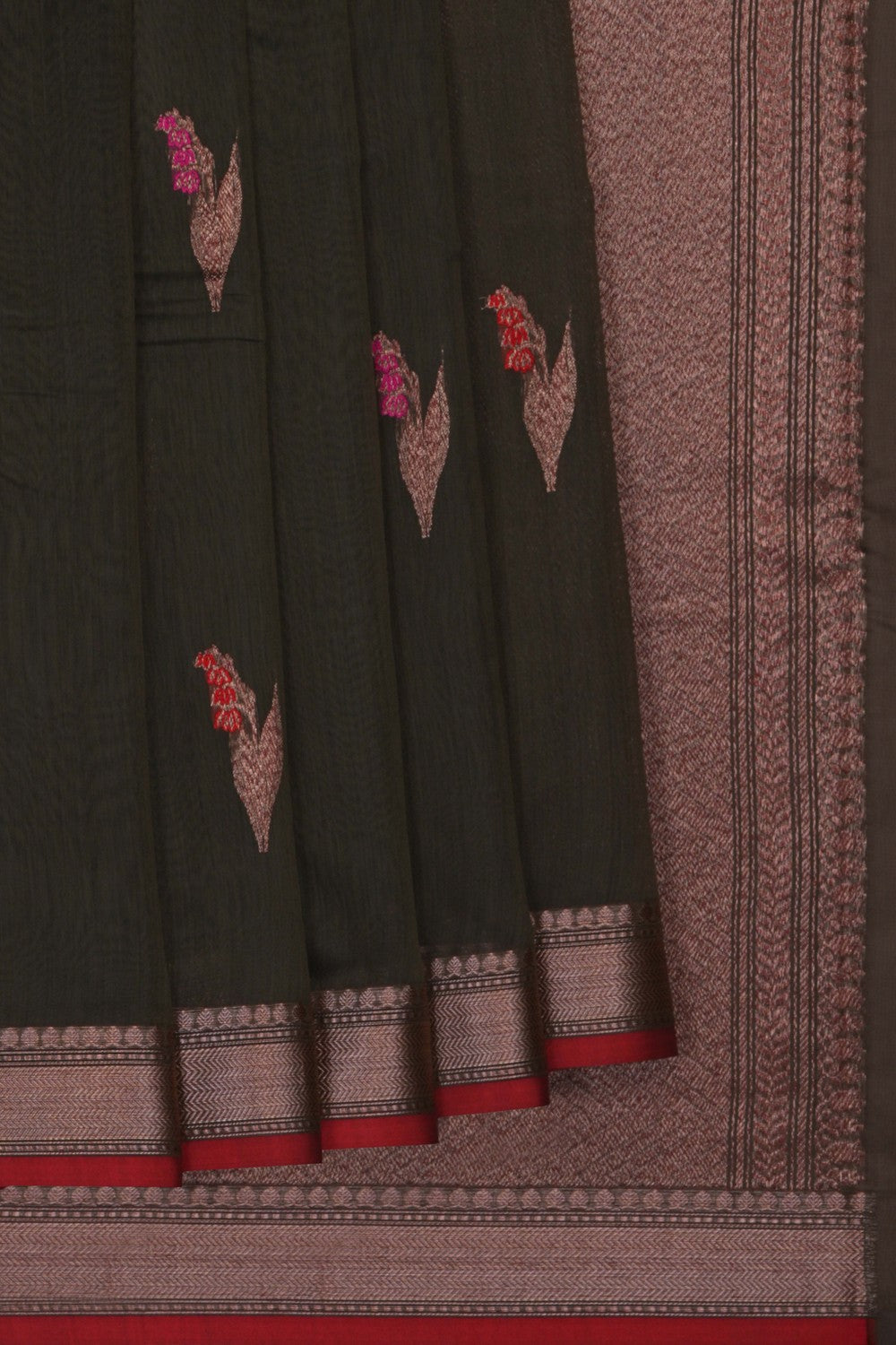 Image of Green Banarasi Cotton Silk Saree