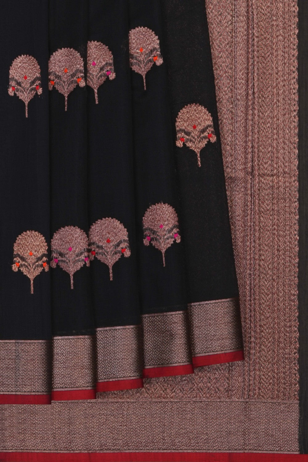Image of Black Banarasi Cotton Silk Saree