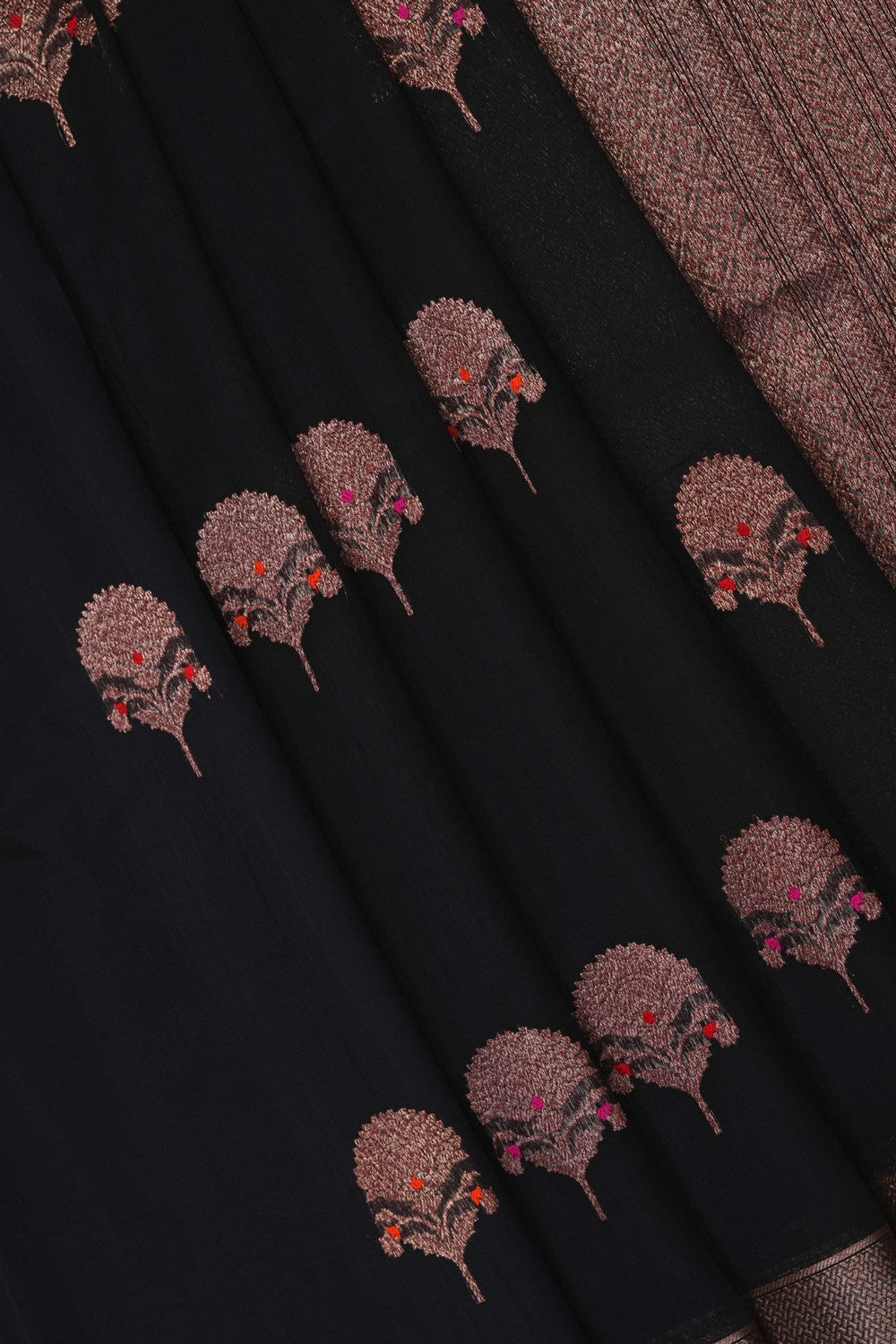 Image of Black Banarasi Cotton Silk Saree