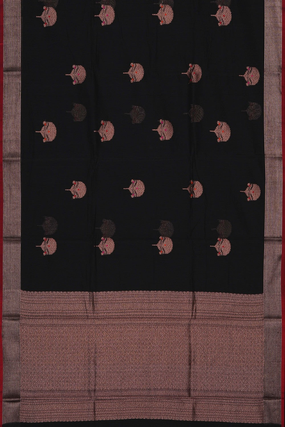 Image of Black Banarasi Cotton Silk Saree