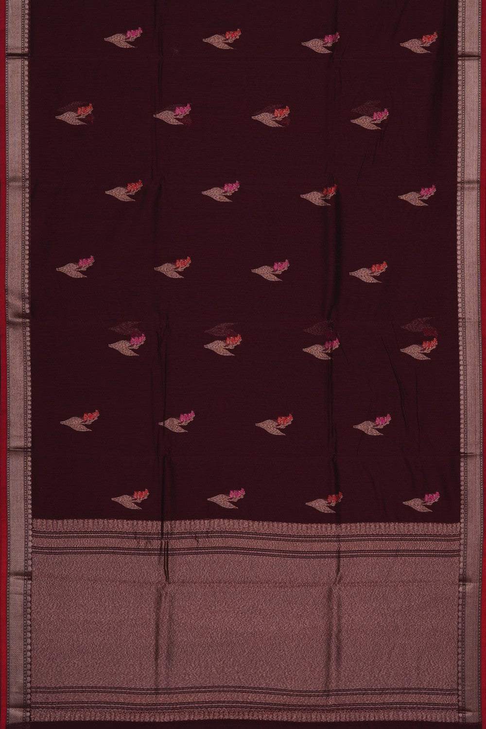 Image of Maroon Banarasi Cotton Silk Saree