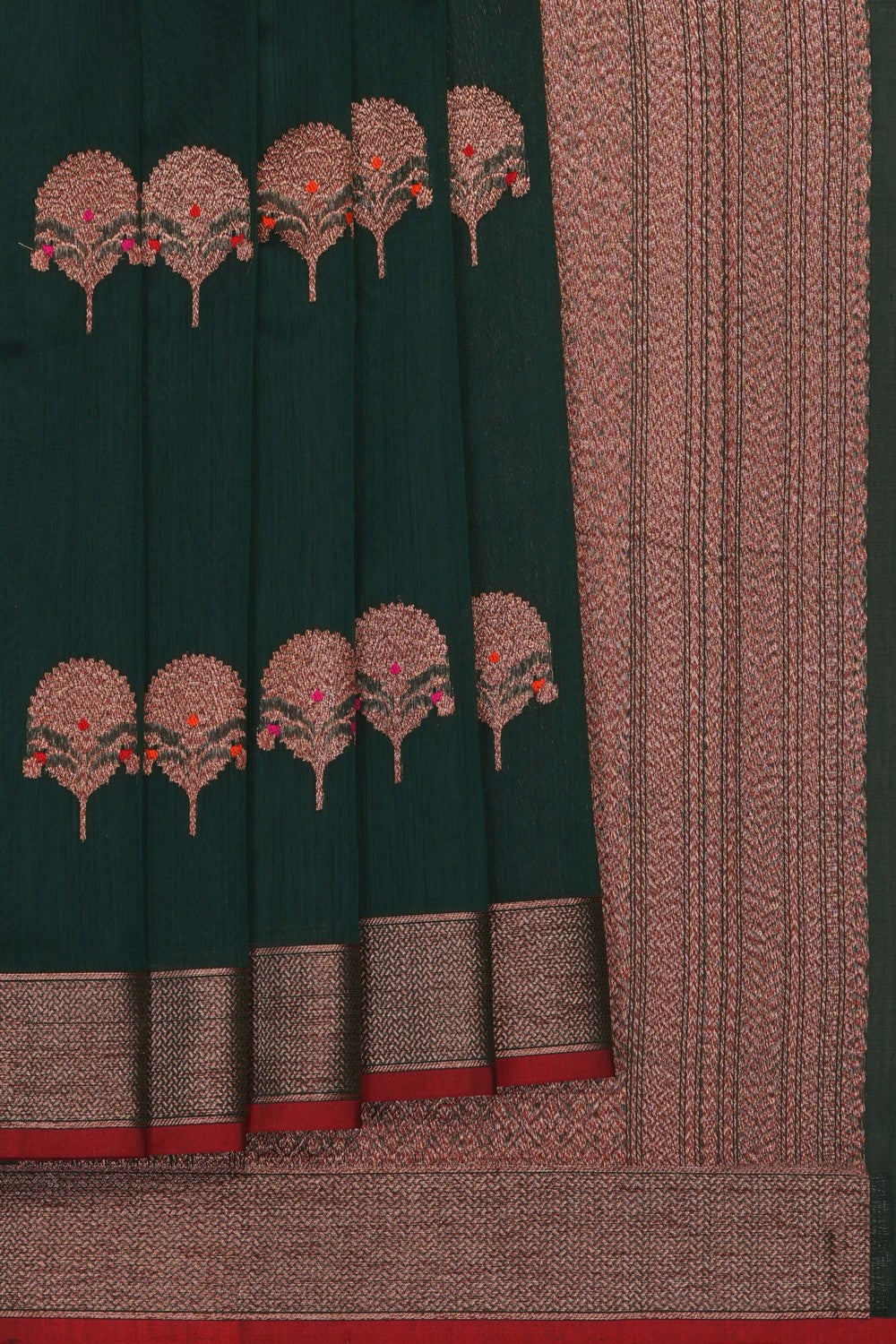 Image of Green Banarasi Cotton Silk Saree
