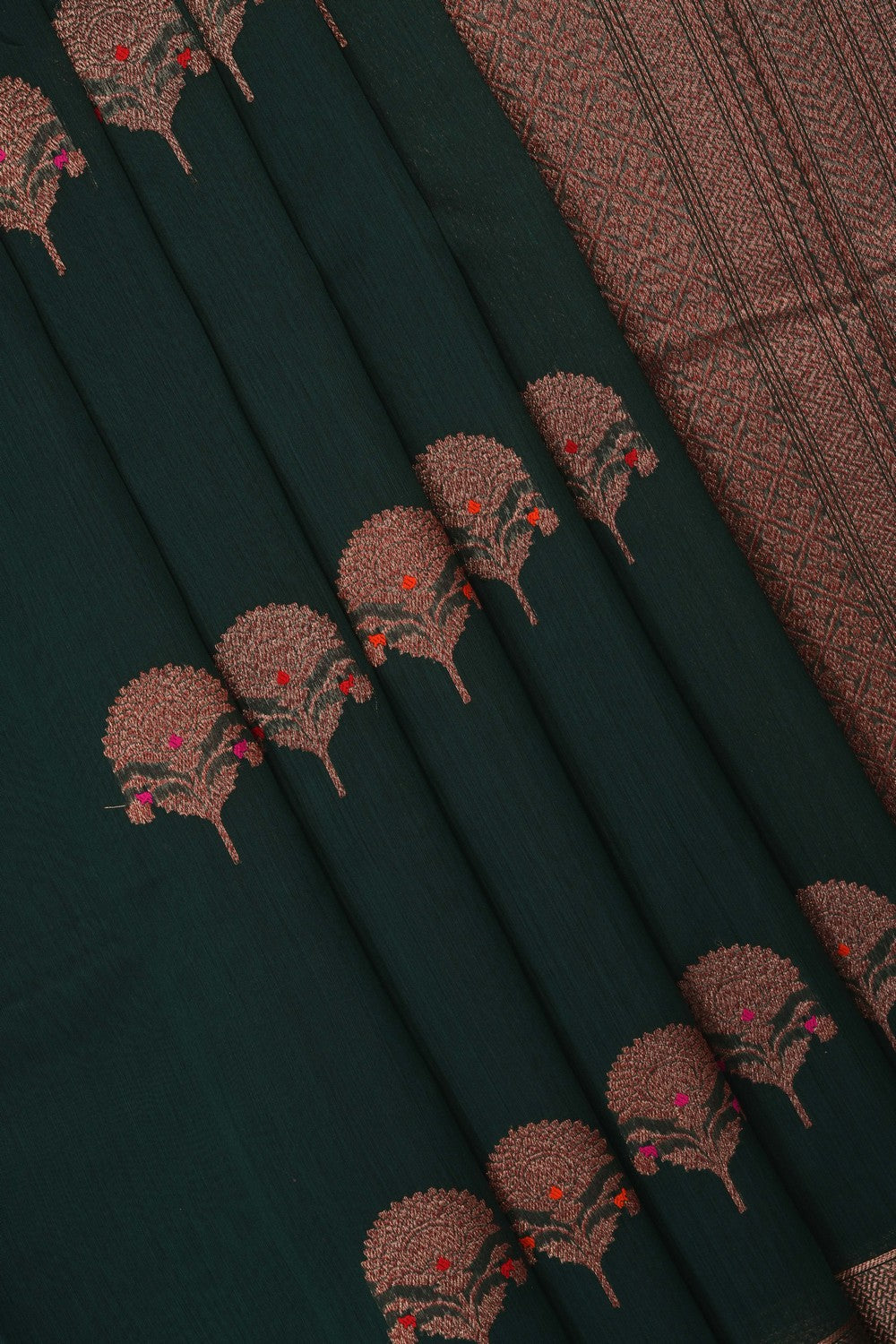 Image of Green Banarasi Cotton Silk Saree