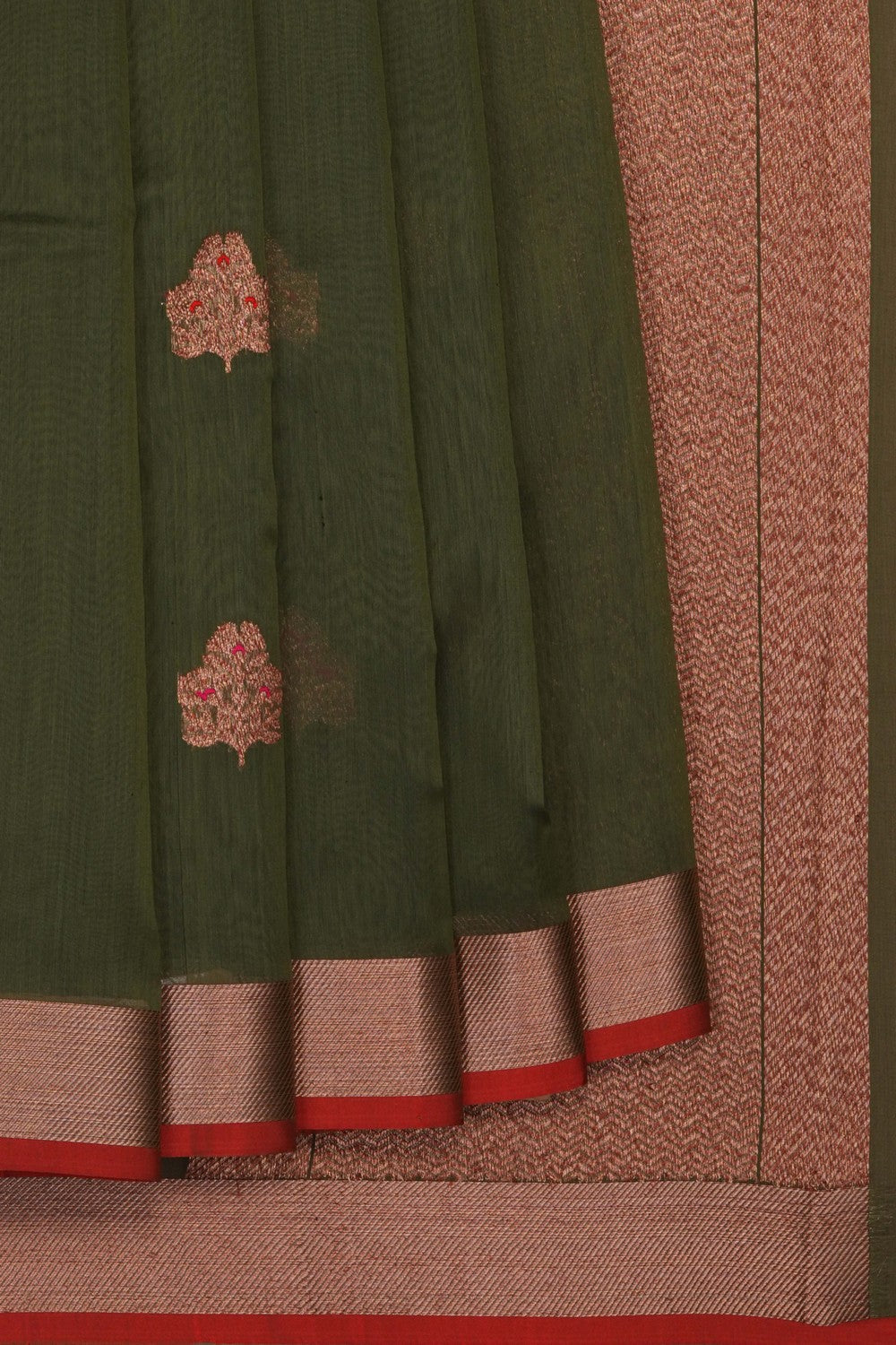 Image of Moss Green Banarasi Cotton Silk Saree