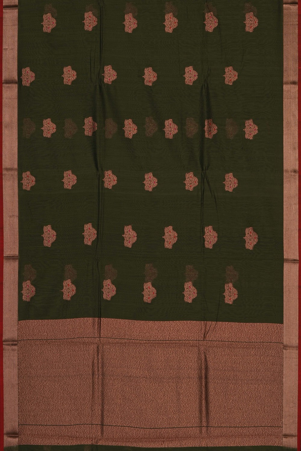 Image of Moss Green Banarasi Cotton Silk Saree