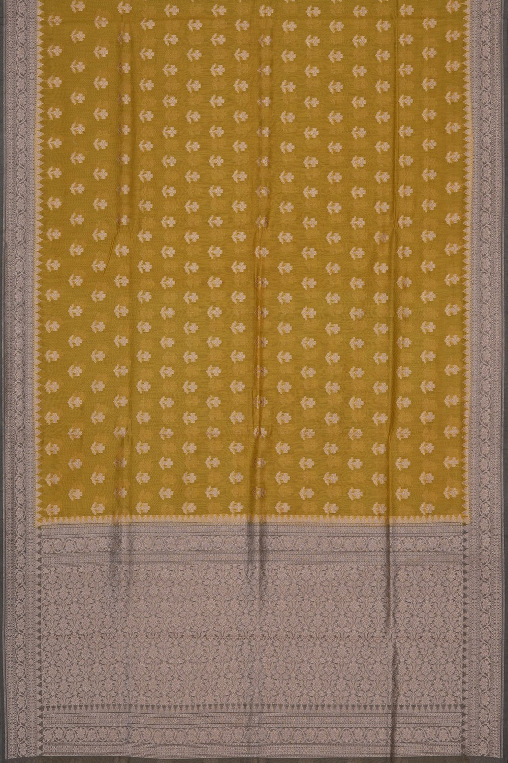Image of Yellow Banarasi Cotton Silk Saree