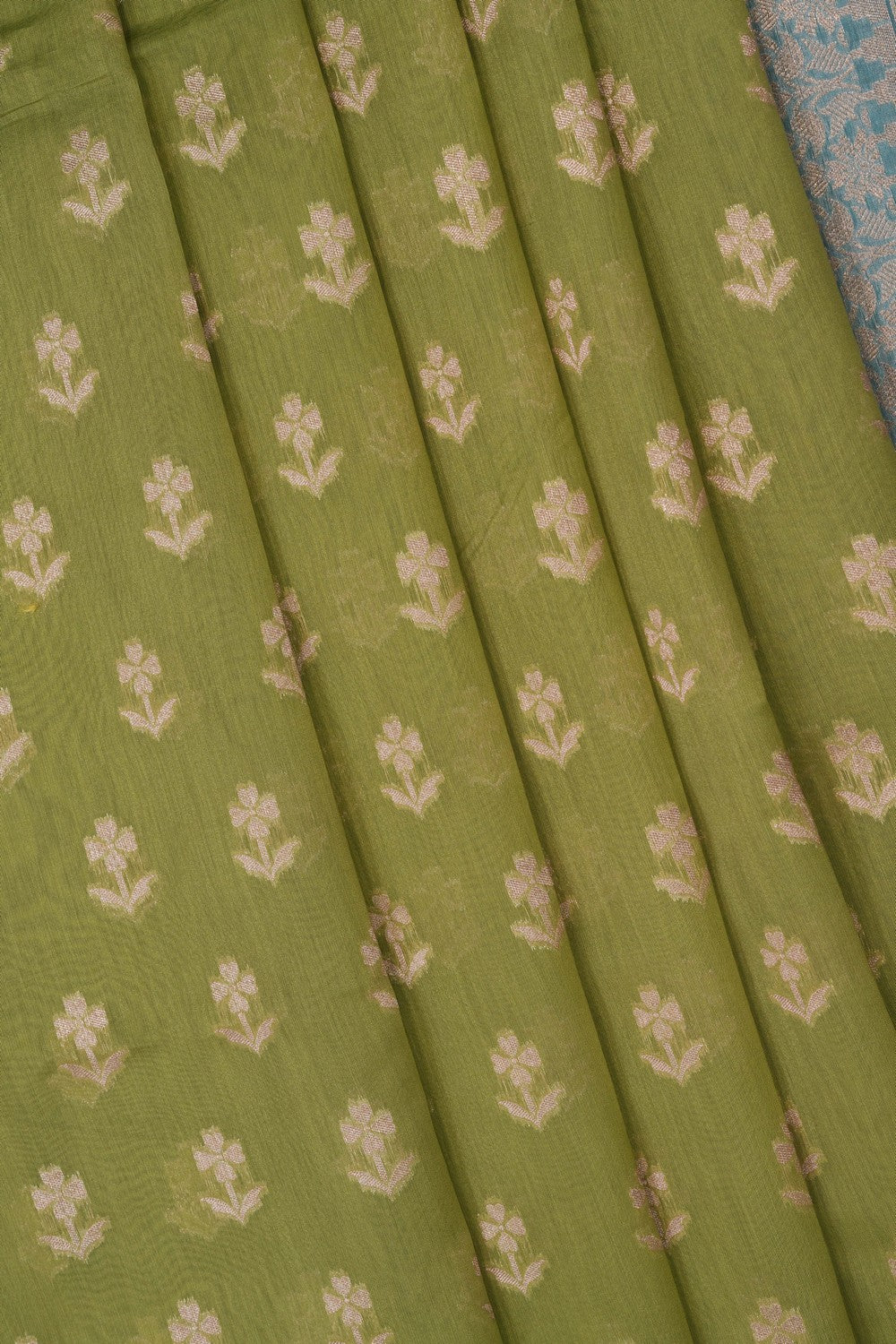 Image of Sage Green Banarasi Cotton Silk Saree