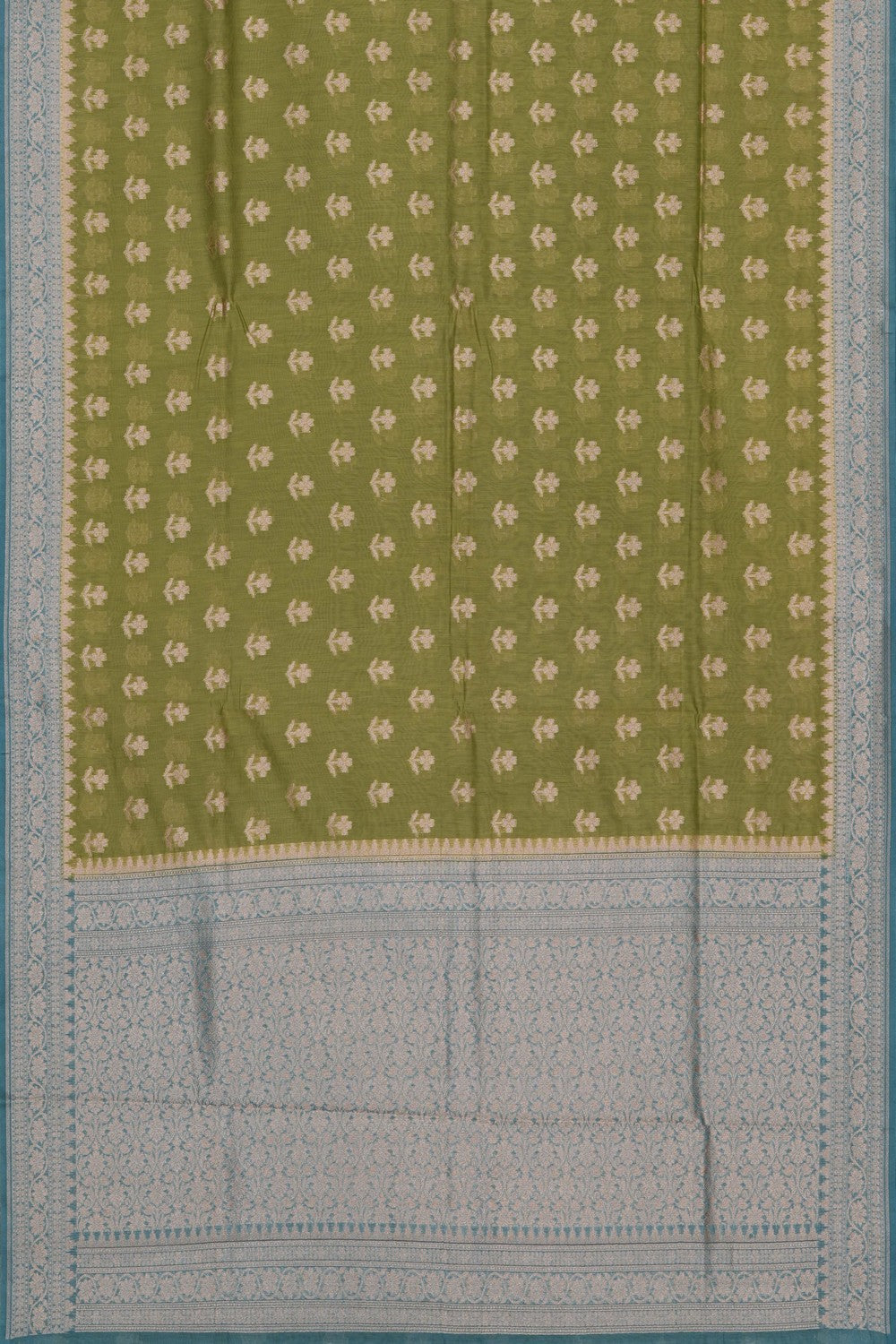 Image of Sage Green Banarasi Cotton Silk Saree