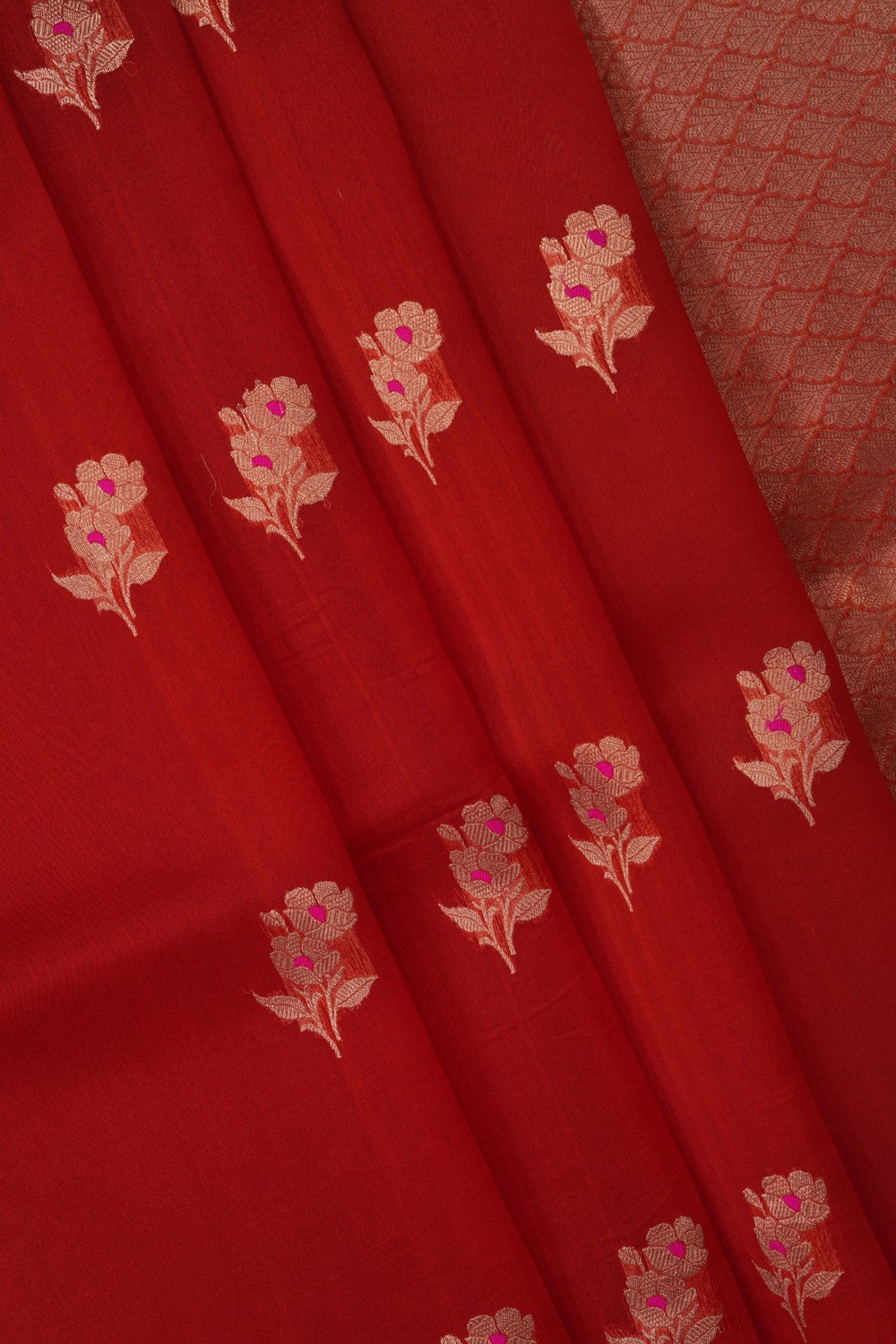 Image of Red Banarasi Kora Saree