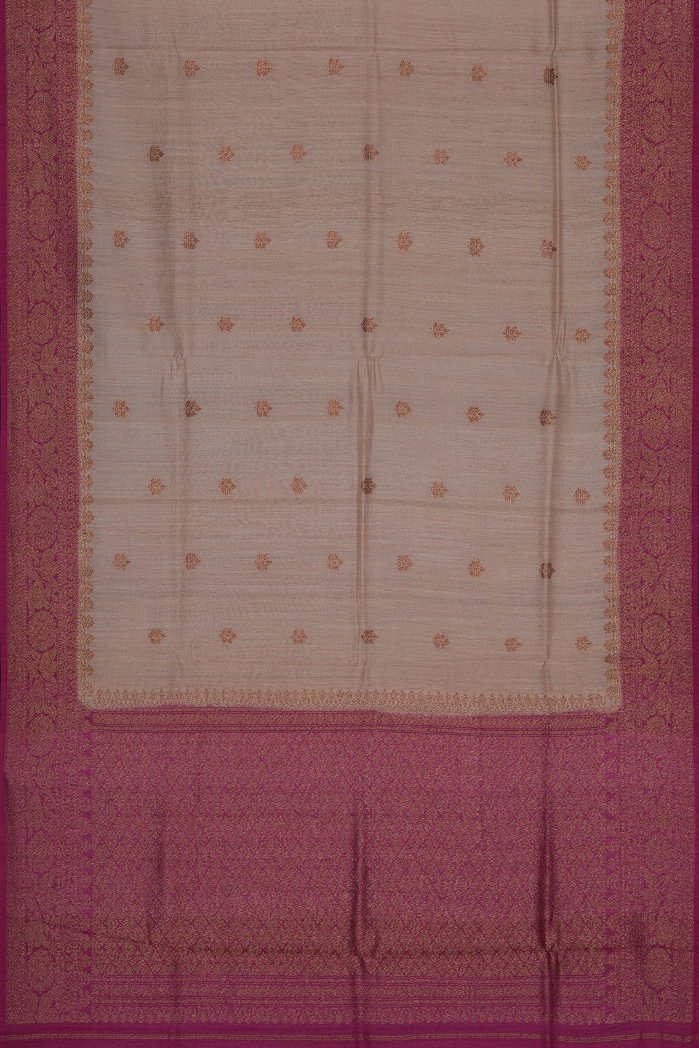 Image of Off-White Banarasi Tussar Saree
