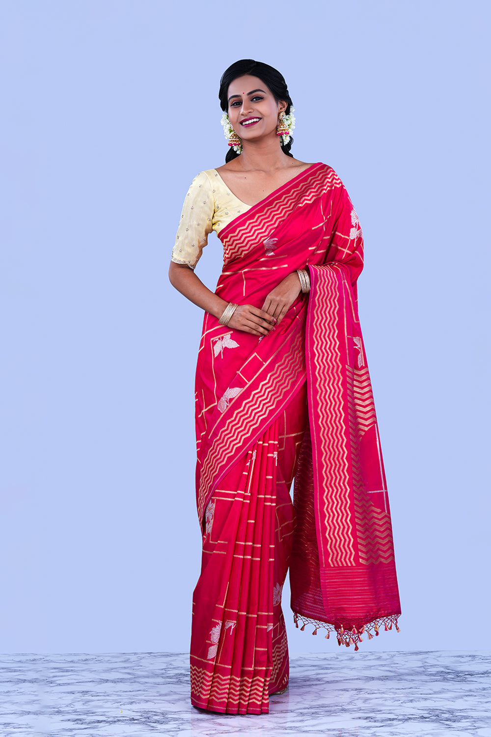 Image of Banarasi Silk Pink Saree