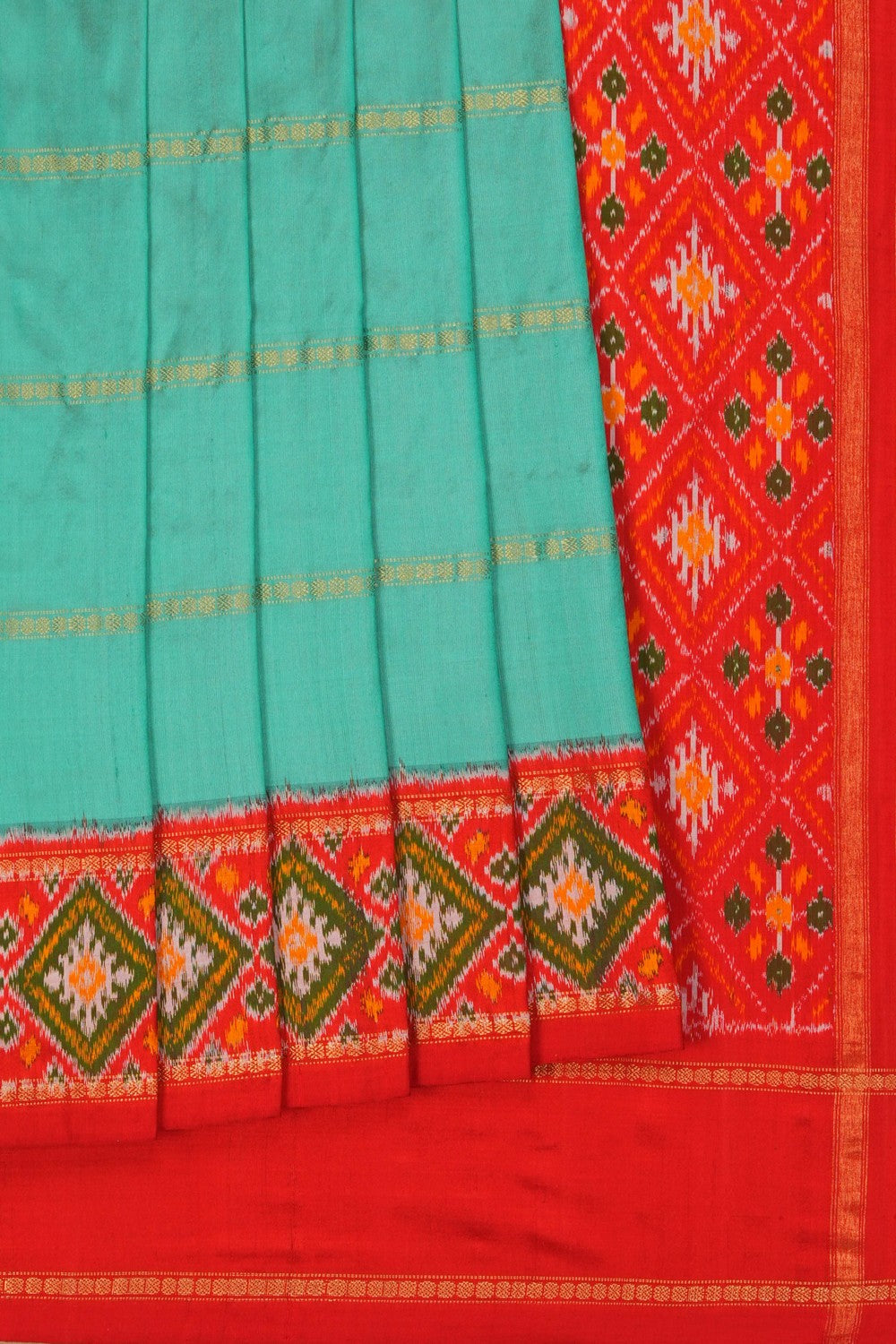 Image of Sea-Green Pochampally Silk Saree
