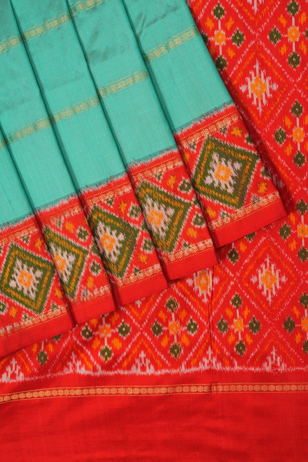 Image of Sea-Green Pochampally Silk Saree
