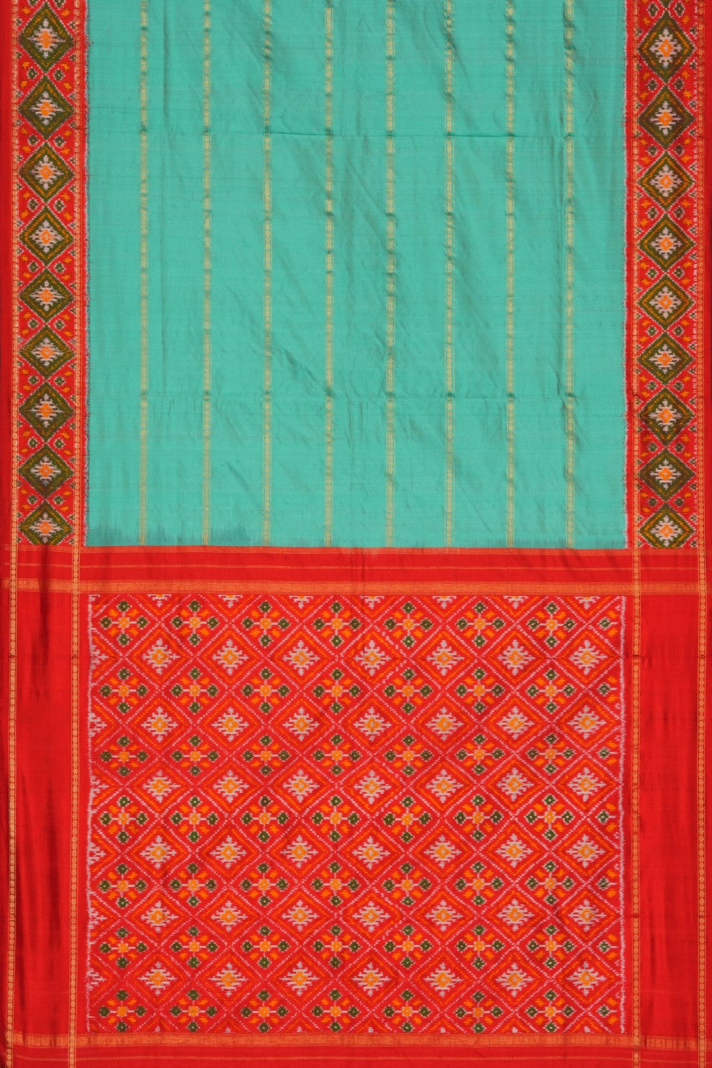 Image of Sea-Green Pochampally Silk Saree