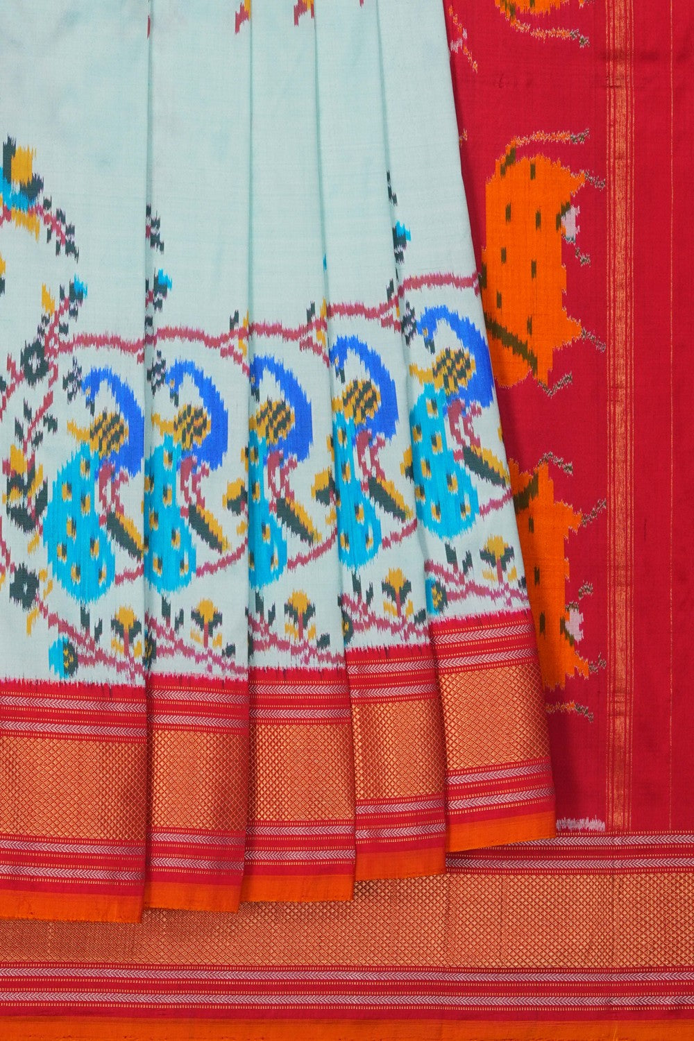 Image of Aqua-Green Pochampally Silk Saree