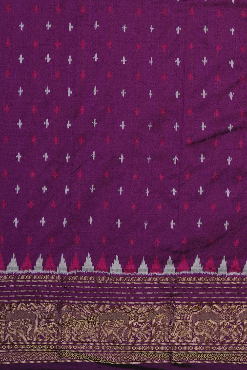 Image of Off-White Pochampally Silk Saree