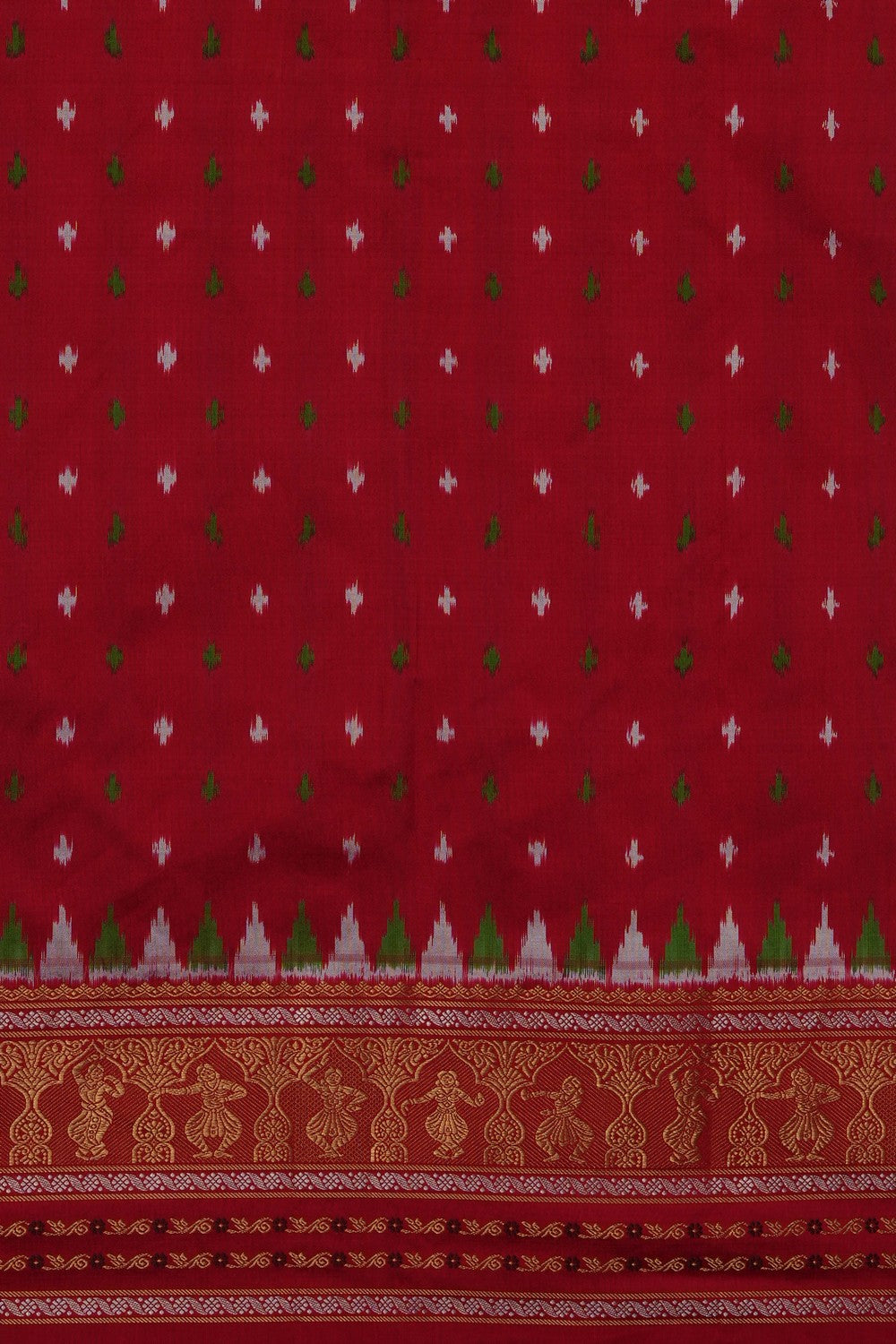 Image of Green Pochampally Ikat Silk Saree