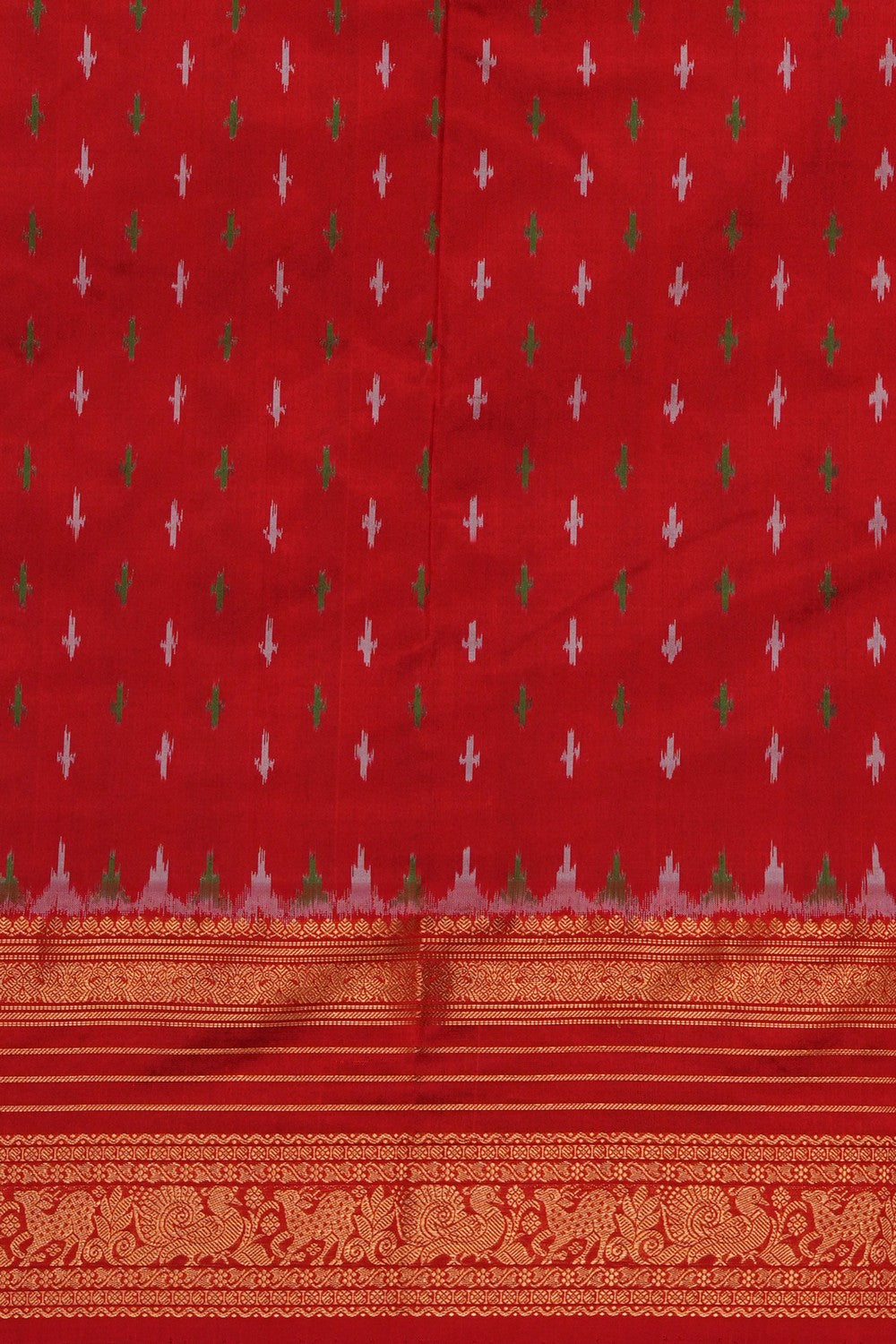 Image of Off-White Pochampally Twill Silk Saree